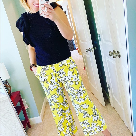 Worthington Pants - Cropped wide leg floral pants